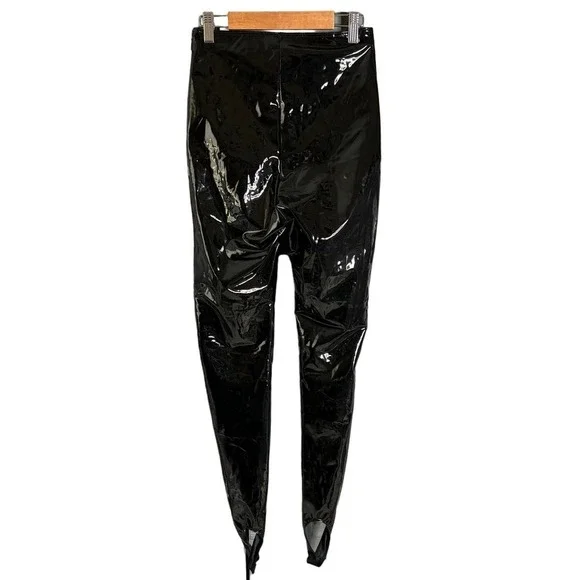 Wolford x Amina Muaddi Latex Stirrup Leggings Black Size 6 - Picture 8 of 9